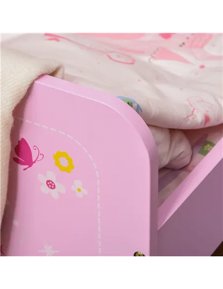 HOMCOM Kids Bed Princess Castle Theme w/ Side Rails Slats Home Furniture for 3 - 6 Yrs Pink 143 x 73 x 60 cm