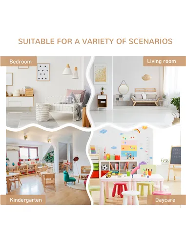 HOMCOM 4-Piece Kids Table and Chair Set with 2 Wooden Chairs, 1 Storage Bench, and Interesting Modern Design, Beige/White