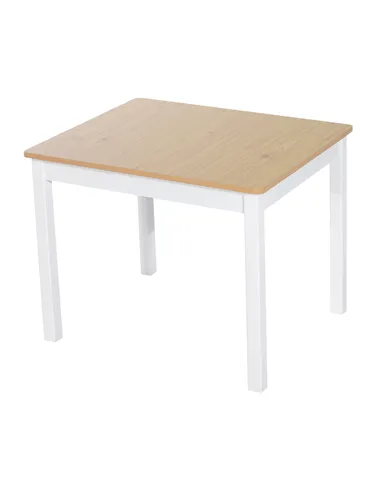 HOMCOM 4-Piece Kids Table and Chair Set with 2 Wooden Chairs, 1 Storage Bench, and Interesting Modern Design, Beige/White