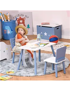 HOMCOM 3 Pcs Kids Table & Chairs Set w/ Wood Legs Safe Corners Cute Stars Seating Mini Furniture Home Playroom Bedroom Dining Ro 2