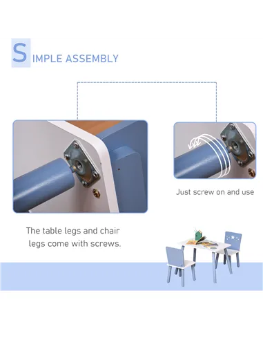 HOMCOM 3 Pcs Kids Table & Chairs Set w/ Wood Legs Safe Corners Cute Stars Seating Mini Furniture Home Playroom Bedroom Dining Ro