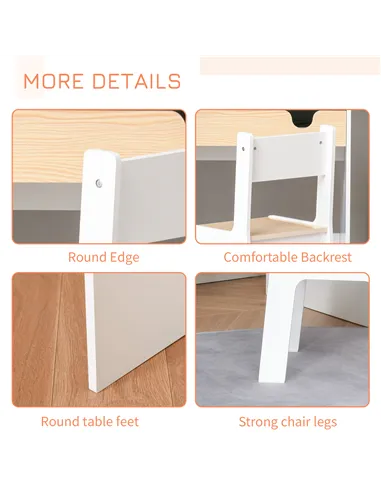 HOMCOM Kids Desk and Chair Set 2 Pieces Children Study Table with Storage Pull-Out Drawer Bookshelf for 3-6 Years Writing, Readi