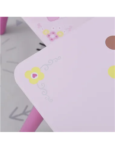 HOMCOM 3 Pcs Kids and Table Chair Set Princess & Crown Theme Home Furniture Pretty Gift 2-4 Years Pink