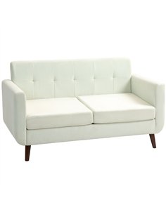 HOMCOM Two-Seater Linen-Look Sofa - Cream