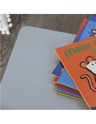 HOMCOM Kids Table and Chair Set 3 Pieces Toddler Preschoolers Desk with 2 Chairs for Indoor Study Rest Snack Time Grey