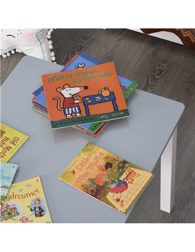 HOMCOM Kids Table and Chair Set 3 Pieces Toddler Preschoolers Desk with 2 Chairs for Indoor Study Rest Snack Time Grey