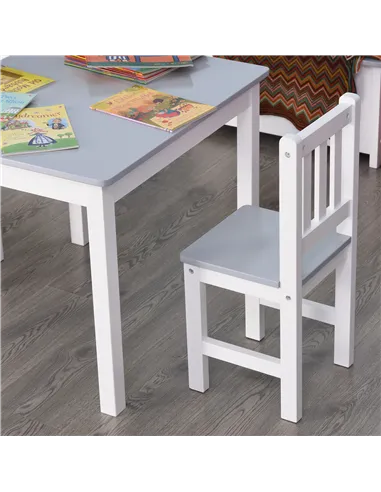 HOMCOM Kids Table and Chair Set 3 Pieces Toddler Preschoolers Desk with 2 Chairs for Indoor Study Rest Snack Time Grey