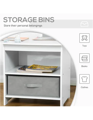 HOMCOM 3 Pcs Kids Table & Chairs Set Mini Seating Furniture Home Playroom Bedroom Dining Room w/ Storage Drawers Safe Corners fo