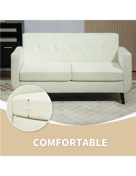 HOMCOM Two-Seater Linen-Look Sofa - Cream