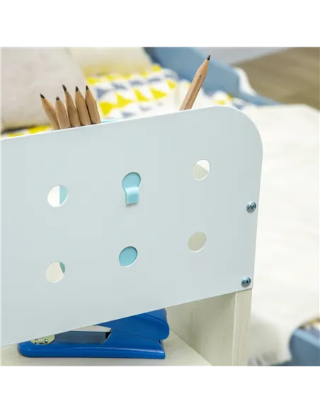 HOMCOM Kids Desk and Chair Set, with Storage Shelves, Washable Cover, for Ages 3-12 Years - Blue