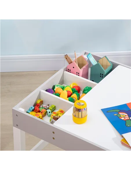HOMCOM Kids Table and Chair Set, with Storage Space - Grey