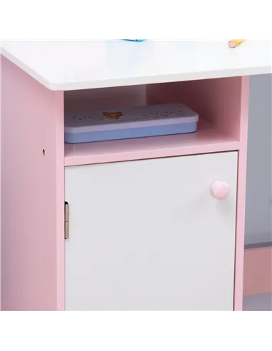 HOMCOM Kids Desk And Chair Set 2 PCs Childrens Table And Chair Set Multi Use Toddler Furniture with Whiteboard, Storage - Pink