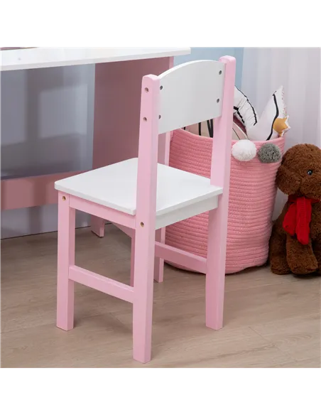 HOMCOM Kids Desk And Chair Set 2 PCs Childrens Table And Chair Set Multi Use Toddler Furniture with Whiteboard, Storage - Pink