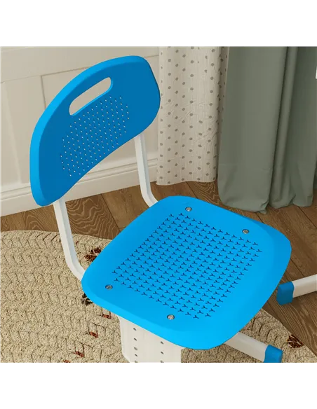 HOMCOM Kids Adjustable Desk and Chair Set, Book Stand, Pen Slot - Blue