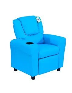 HOMCOM Kids Recliner Chair, PU Leather with Adjustable Backrest, Footrest, Padded Headrest, Blue