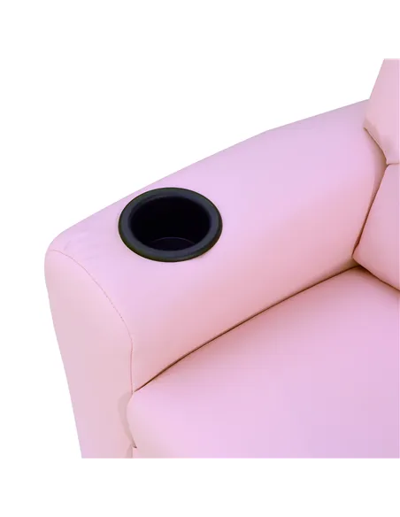 HOMCOM Kids Recliner Chair, PU Leather with Adjustable Backrest, Footrest, Padded Headrest, Pink