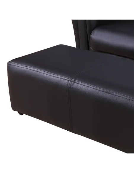 HOMCOM Kids Sofa Bed Kids Twin Sofa Toddler Chair 2 Seater Kids Twin Sofa Chair Boys Girls Couch w/ Footstool (Black)