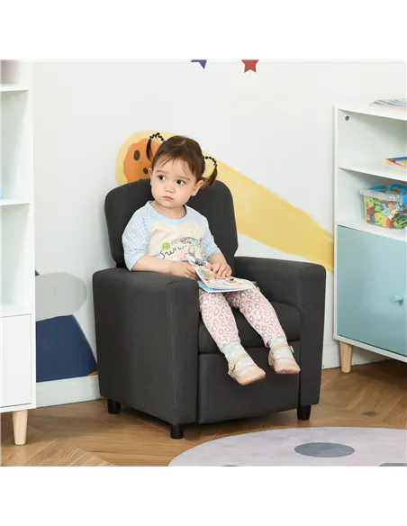 HOMCOM 2 in 1 design Kids Sofa Armchair with Footrest for Children Playroom Bedroom Living Room, 55 x 50 x 67cm, Grey