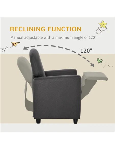 HOMCOM 2 in 1 design Kids Sofa Armchair with Footrest for Children Playroom Bedroom Living Room, 55 x 50 x 67cm, Grey