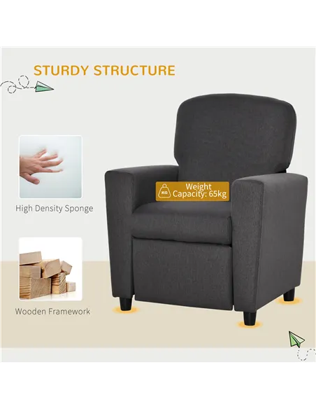 HOMCOM 2 in 1 design Kids Sofa Armchair with Footrest for Children Playroom Bedroom Living Room, 55 x 50 x 67cm, Grey