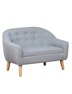 HOMCOM Children's Armchairs Kids Armchair Toddler Chair 2 Seater Wood Frame Mini Sofa for Bedroom Playroom Grey