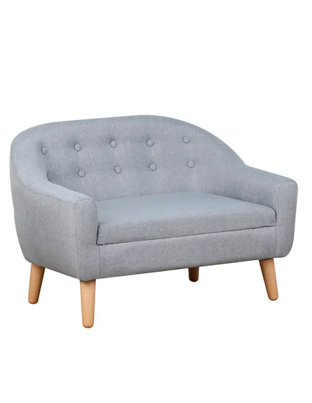 HOMCOM Children's Armchairs Kids Armchair Toddler Chair 2 Seater Wood Frame Mini Sofa for Bedroom Playroom Grey