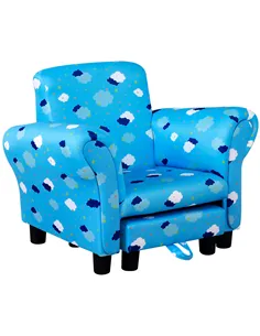 HOMCOM Toddler Chair Children's Armchairs Wood Frame w/ Footrest Anti-Slip Legs High Back Arms for Bedroom Playroom Cute Cloud S