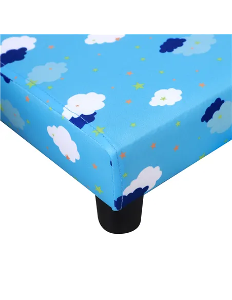 HOMCOM Toddler Chair Children's Armchairs Wood Frame w/ Footrest Anti-Slip Legs High Back Arms for Bedroom Playroom Cute Cloud S