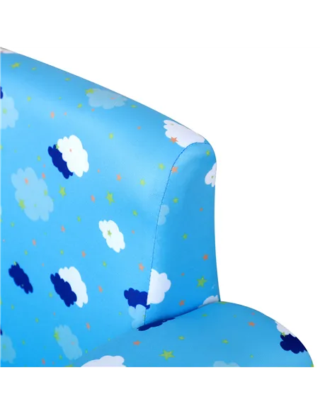 HOMCOM Toddler Chair Children's Armchairs Wood Frame w/ Footrest Anti-Slip Legs High Back Arms for Bedroom Playroom Cute Cloud S