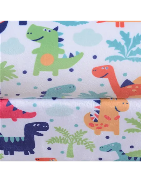 HOMCOM Children Armchair Kids Sofa Tub Chair Seat Cartoon Dinosaur Pattern Bedroom Flannel Wooden Frame Non-slip Playroom Seater