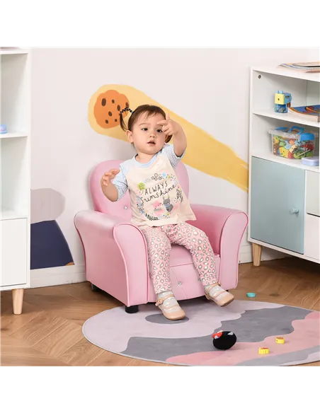 HOMCOM Kids Armchair Toddler Chair Seating Relax Playroom Seater Girl Princess Pink