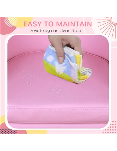 HOMCOM Kids Toddler Sofa Children's Armchair Footstool with Thick Padding, Anti-skid Foot Pads, 30 x 28 x 21cm, Pink