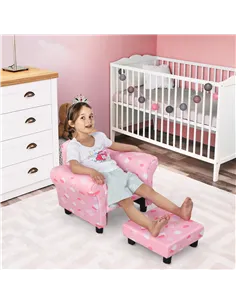 HOMCOM Toddler Chair Children's Armchairs Wood Frame w/ Footrest Anti-Slip Legs High Back Arms for Bedroom Playroom Cute Cloud S 2