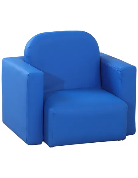 HOMCOM 2 In 1 Toddler Sofa Chair,  48 x 44 x 41 cm, for Game Relax Playroom, Blue