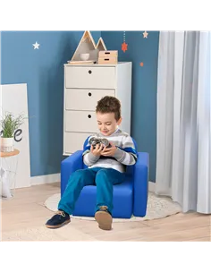 HOMCOM 2 In 1 Toddler Sofa Chair,  48 x 44 x 41 cm, for Game Relax Playroom, Blue 2