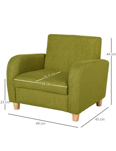 HOMCOM Children Armchair Mini Sofa Wood Frame Anti-Slip Legs High Back