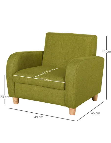 HOMCOM Children Armchair Mini Sofa Wood Frame Anti-Slip Legs High Back