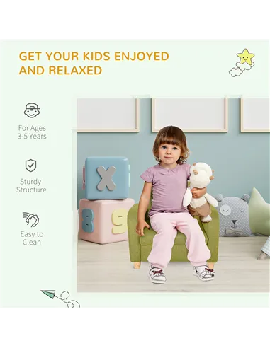 HOMCOM Children Armchair Mini Sofa Wood Frame Anti-Slip Legs High Back