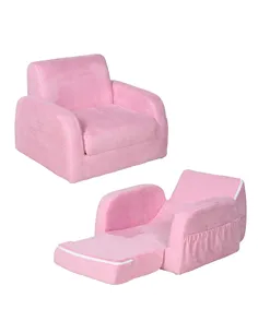 HOMCOM 2-in-1 Kids Armchair, Toddler Sofa Bed, with Wood Frame, for Bedroom, Playroom - Pink