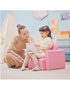 HOMCOM 2 In 1 Toddler Sofa Chair,  48 x 44 x 41 cm, for Game Relax Playroom, Pink 2