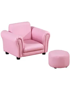 HOMCOM Toddler Chair Single Seater Kids Sofa Set, 54 x 42 x 41cm, Kids Sofa with Stool, Pink
