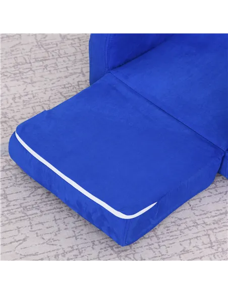 HOMCOM 2 In 1 Kids Armchair Sofa Bed Fold Out Padded Wood Frame Bedroom Blue