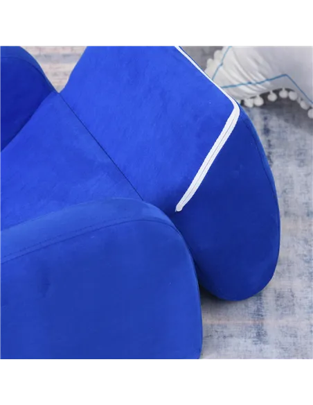 HOMCOM 2 In 1 Kids Armchair Sofa Bed Fold Out Padded Wood Frame Bedroom Blue