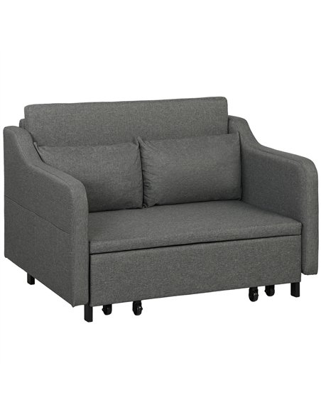 HOMCOM Two-Seater Pull-Out Sofa Bed - Grey