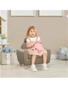 HOMCOM Kids Sofa Toddler Chair Children Armchair for Preschool Bedroom Playroom with Ear Modeling Wood Brown 2