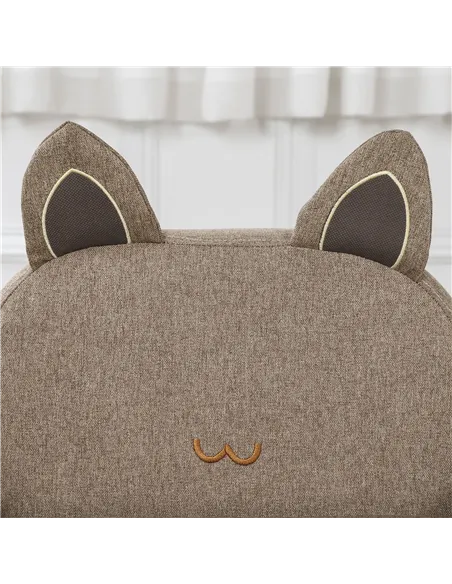HOMCOM Kids Sofa Toddler Chair Children Armchair for Preschool Bedroom Playroom with Ear Modeling Wood Brown