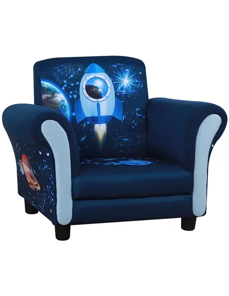 HOMCOM Child Armchair Kids Mini Sofa Chair with Armrest, 59.5 x 43 x 46.5cm, Blue