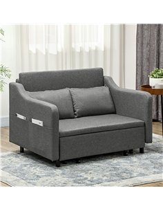 HOMCOM Two-Seater Pull-Out Sofa Bed - Grey 2