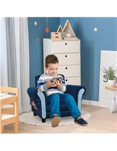 HOMCOM Child Armchair Kids Mini Sofa Chair with Armrest, 59.5 x 43 x 46.5cm, Blue 2