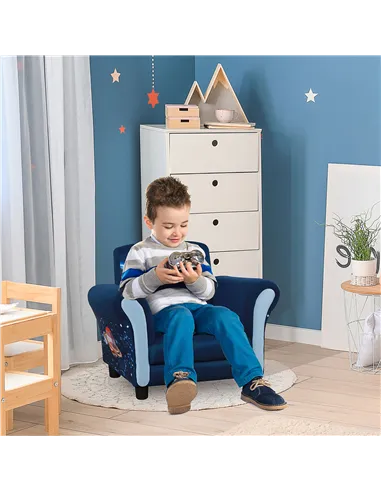 HOMCOM Child Armchair Kids Mini Sofa Chair with Armrest, 59.5 x 43 x 46.5cm, Blue